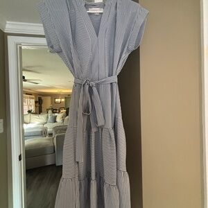 Monteau Blue and White Striped Dress